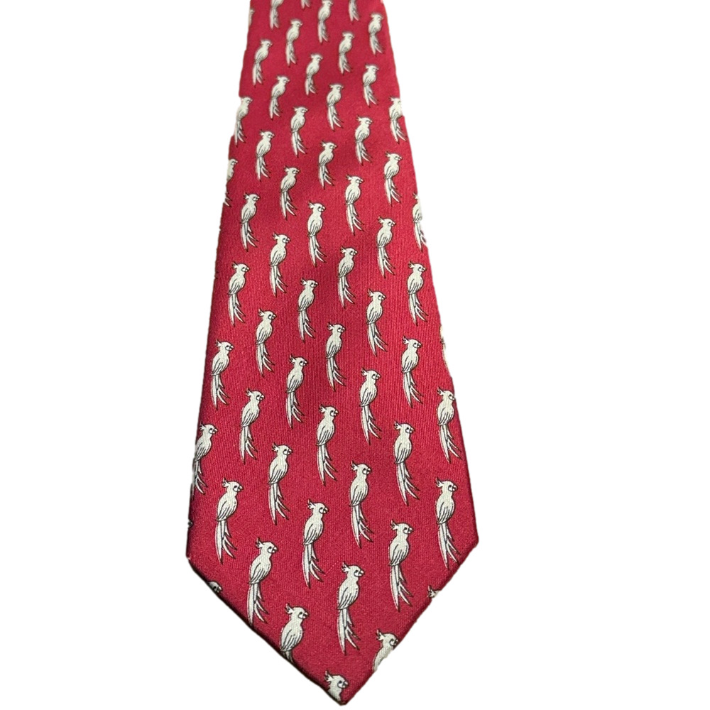 Gucci Red Tie with Parrot Design